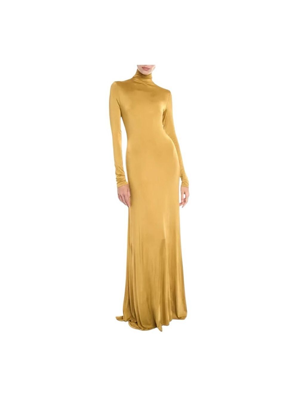 Women's TOVE Gold Long Sleeve Turtleneck Maxi Dress Size 2 (34)